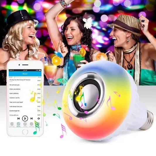 Bluetooth Speaker Bulb Smart LED RGB + Remote Control Wireless Disco Audio Music Multi Color 12W